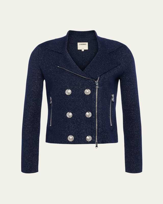 Chia Sparkly Knit Biker Jacket